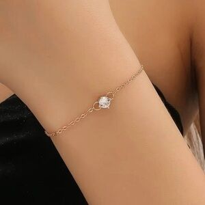 White Rhinestone Bracelet Golden Chain